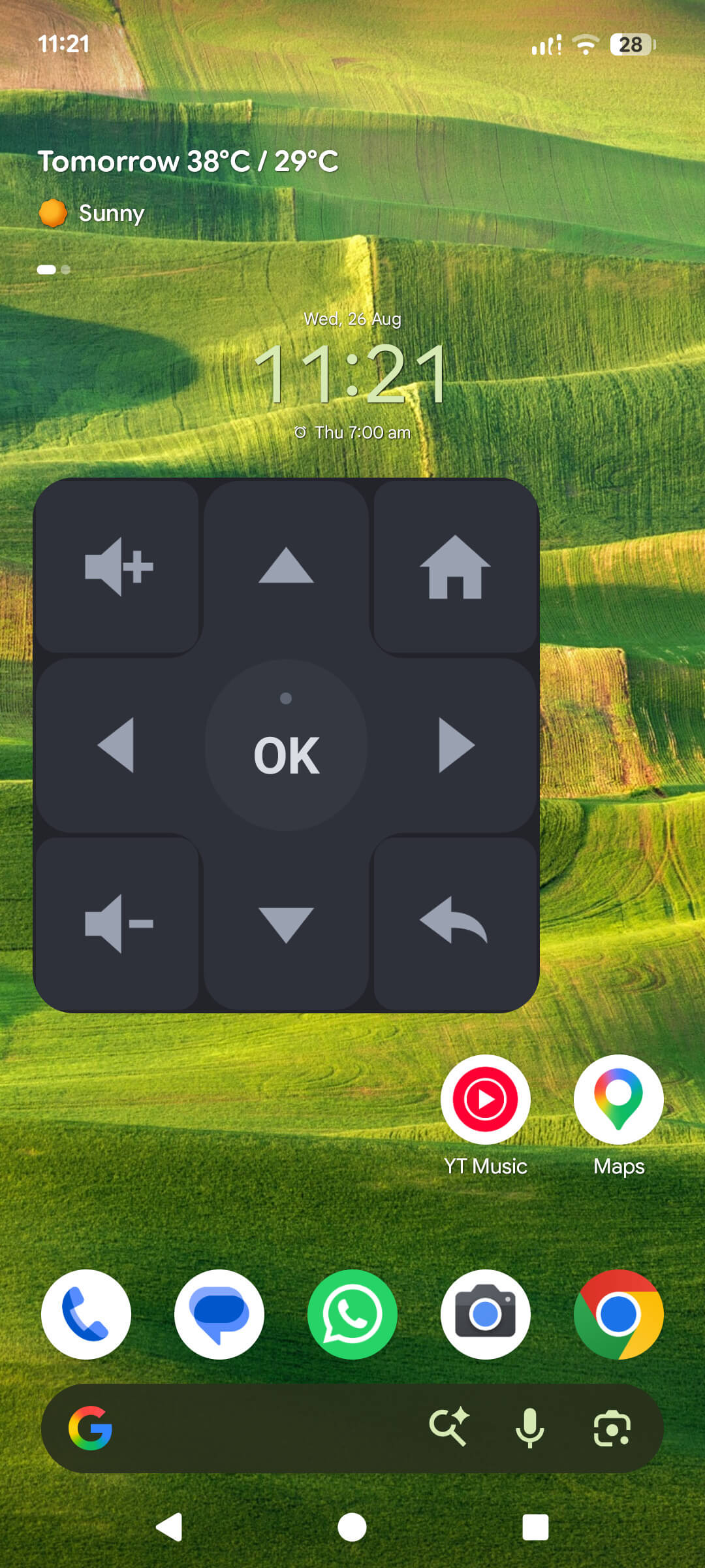 Android home-screen widget showing live remote keys